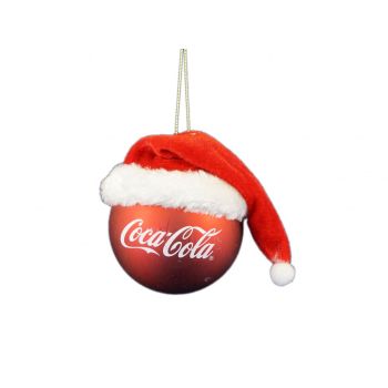 Kurt S. Adler Plastic Christmas Ornament Coca-Cola Bottle Cap with Santa Claus 8cm Red