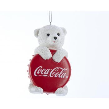 Kurt S. Adler Plastic Christmas Ornament Coca-Cola Polar Bear with Cap 9cm Red, White