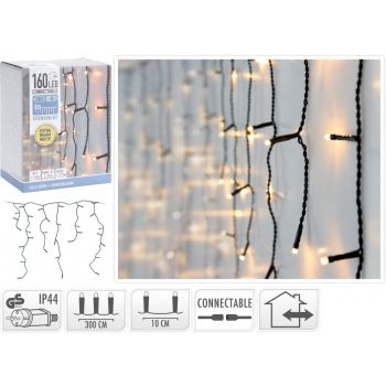 Koppelbare LED Eiszapfenlichterkette 31V 160 Lampen extra warmweiß 3,1 Meter