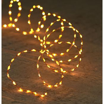 Christmas lights 132 LED classic warm copper wire on battery 2 meters