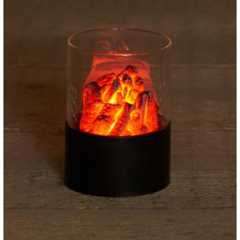 Battery operated glass with flame 7.5x11 cm