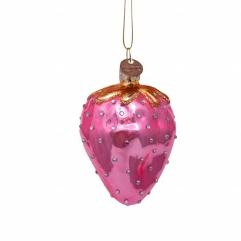 Vondels glass Christmas Ornament Strawberry 8cm Pink