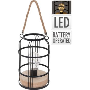 Battery powered LED lamp metal on MDF